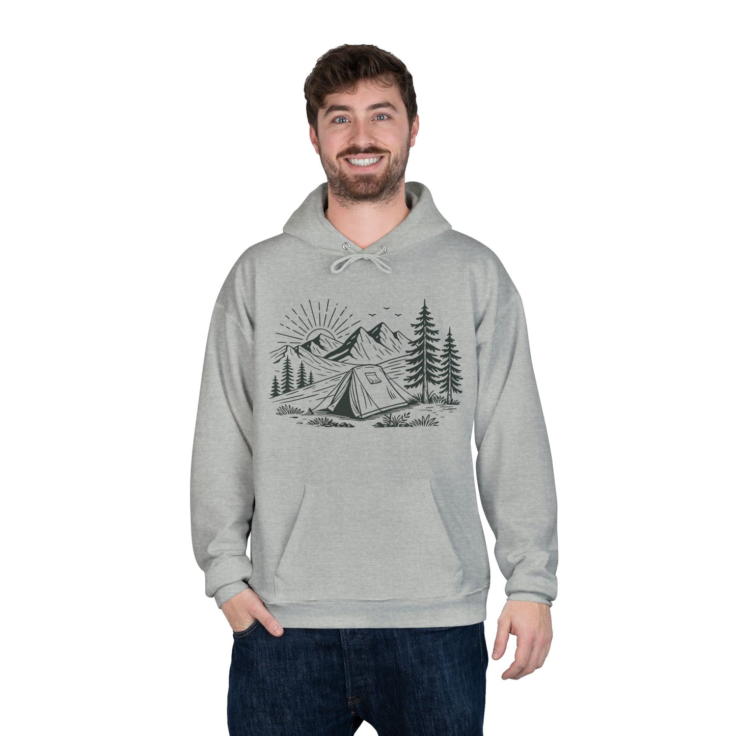 camping unisex hoodie (available in 11 colors)